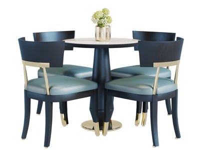 现代轻奢圆形餐桌椅组合