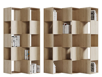 现代实木立体装饰书柜