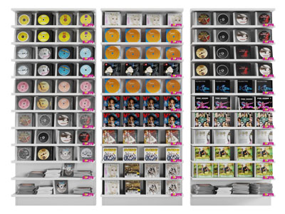 现代音像店唱片收纳展柜货架3d模型 现代音像店唱片收纳展柜货架