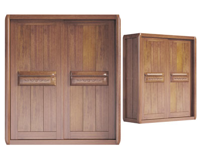 现代实木推拉门衣柜