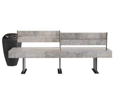 现代实木公共椅子垃圾桶