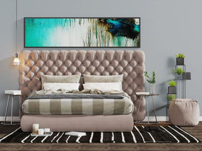 现代软包床头布艺双人床