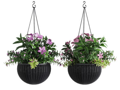 藤编花盆吊兰绿植3d模型 藤编花盆吊兰绿植
