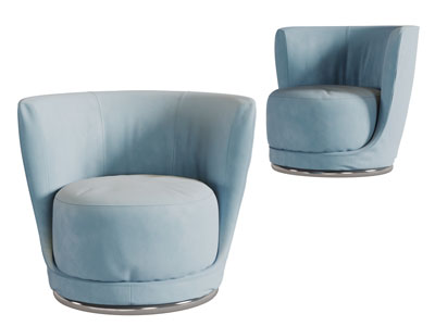 现代蓝色单人沙发3d模型 现代蓝色单人沙发