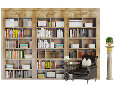 北欧实木书柜休闲椅子