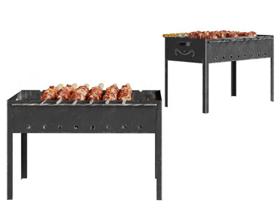 现代黑色金属烧烤炉肉串