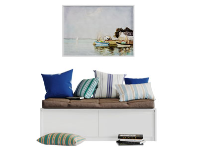 现代收纳卡座多人沙发