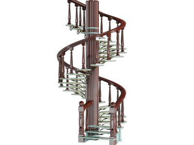 欧式实木旋转楼梯3d模型 欧式实木旋转楼梯