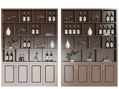 新中式实木装饰酒柜3d模型 新中式实木装饰酒柜
