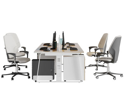 现代相对四人位办公桌椅组合