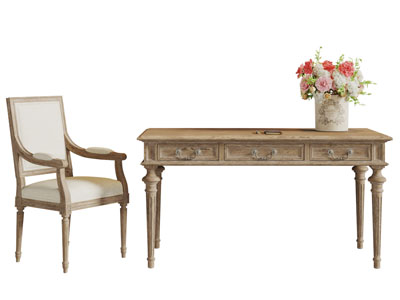 美式实木书桌椅组合