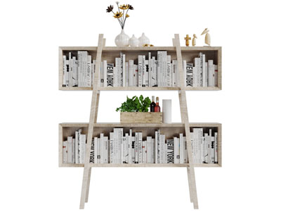 北欧实木双层书柜装饰架