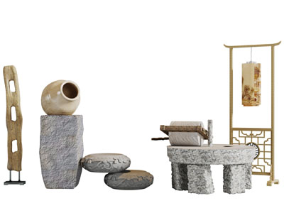 中式民宿石磨落地灯