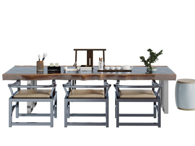 新中式加长茶桌椅组合