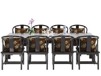 新中式长方形茶桌椅组合