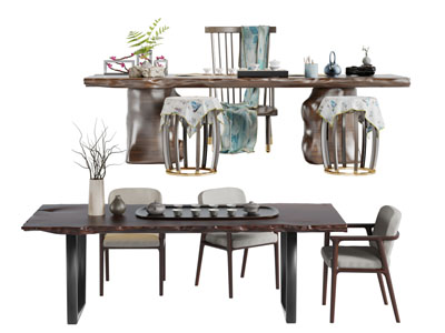 新中式实木长方形茶桌茶具杯子