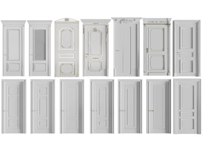 欧式白色实木平开门