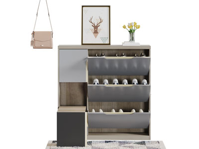 现代实木玄关鞋柜