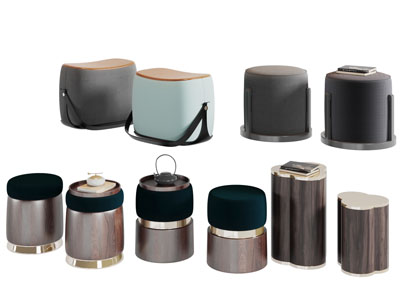 新中式圆形坐墩茶几