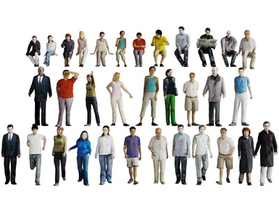 站立走路坐姿的多人人群3d模型 站立走路坐姿的多人人群