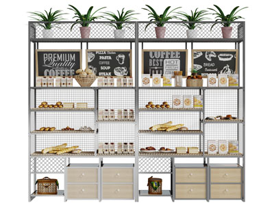工业风金属糕点面包展示货架3d模型 工业风金属糕点面包展示货架