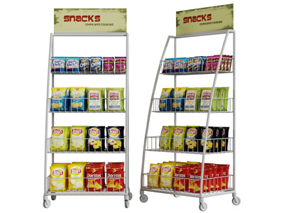 现代便利店金属网可移动货架3d模型 现代便利店金属网可移动货架