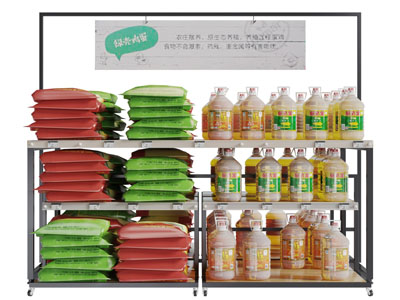 超市便利店粮油展示货架3d模型 超市便利店粮油展示货架