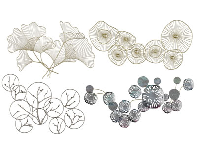 新中式银杏叶花朵墙饰挂件