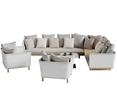 北欧灰白色多人单人沙发组合3d模型 北欧灰白色多人单人沙发组合