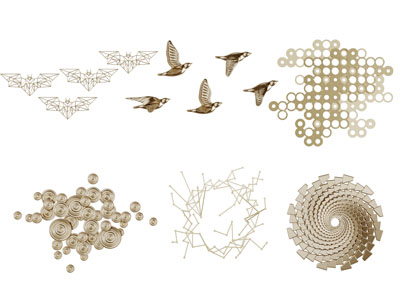 新中式金属飞鸟花朵墙饰挂件