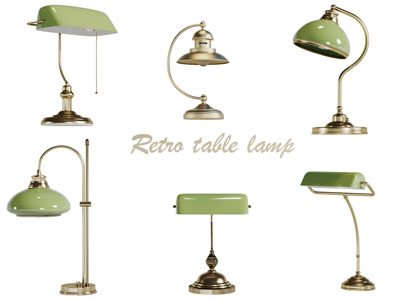 绿色金属灯罩的复古台灯