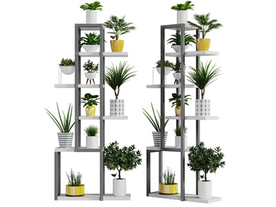 现代黑白镂空花架装饰架