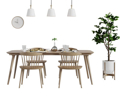 北欧实木餐桌椅组合