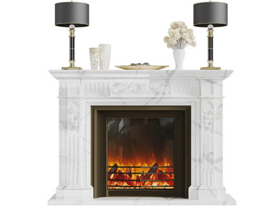 中式雕花大理石壁炉火炉