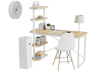 北欧装饰书架的书桌椅组合