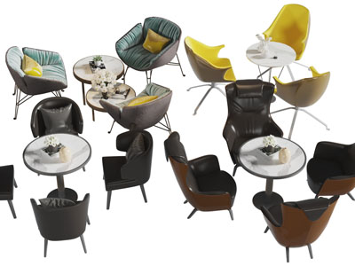 现代轻奢圆形休闲餐桌椅组合