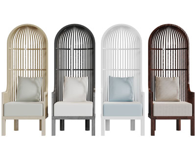 新中式鸟笼靠背的休闲椅子