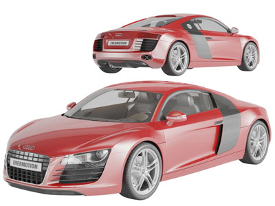现代红色奥迪汽车3d模型 现代红色奥迪汽车