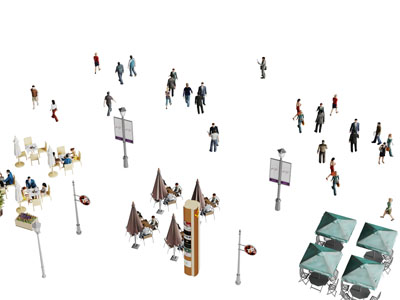 露天餐厅方形餐桌椅子多人3d模型 露天餐厅方形餐桌椅子多人