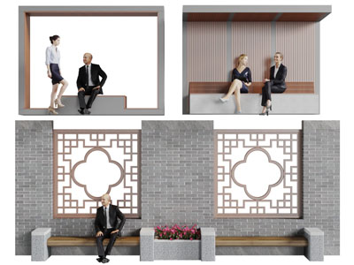 中式园林休闲公共椅子