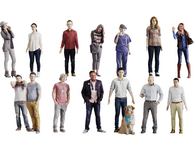 站立微笑的女人男人多人3d模型 站立微笑的女人男人多人