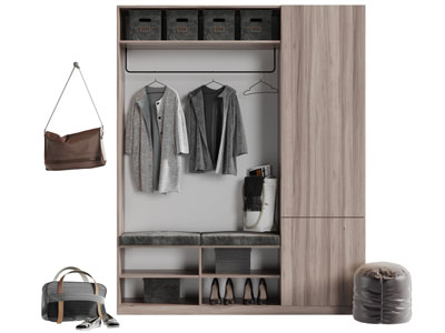 现代实木玄关鞋柜