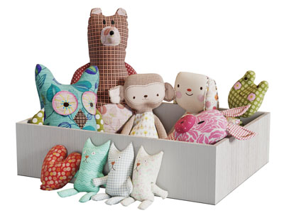 装在盒子里的布艺玩偶玩具