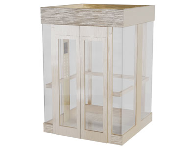 实木边框的玻璃电梯