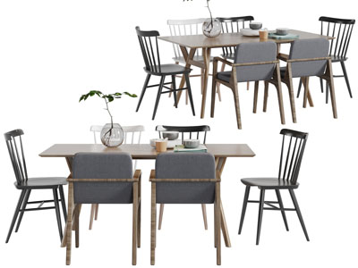 北欧实木餐桌椅组合