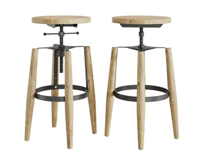 工业风实木支架的坐凳圆凳子