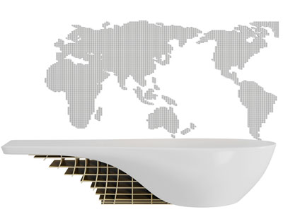 现代装饰镂空实木格的前台接待台