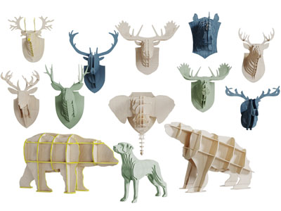 北欧木刻动物麋鹿挂件装饰收纳架
