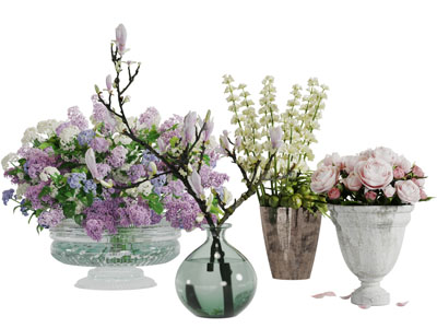 绣球花玫瑰花玉兰花花瓶花卉