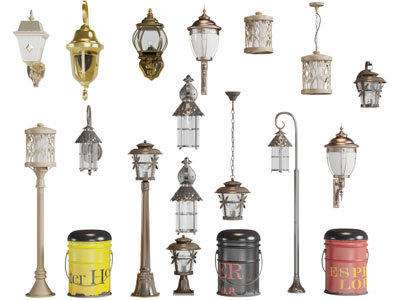 欧式金属边框玻璃灯罩壁灯落地灯